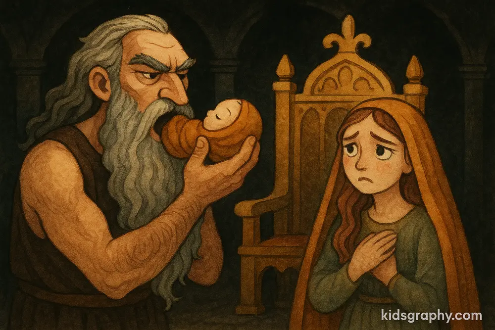 Cronus swallowing his children in Greek mythology.