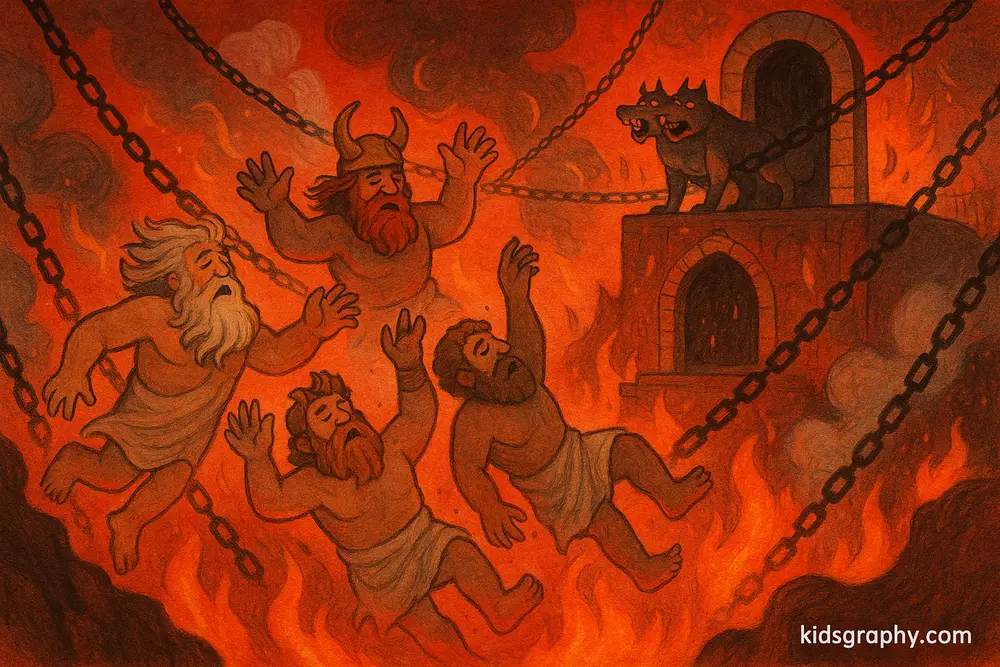 Titans imprisoned in Tartarus after their defeat in mythology.