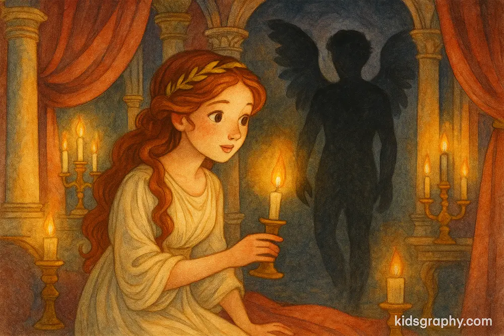 Psyche lives with her mysterious husband Eros in secret